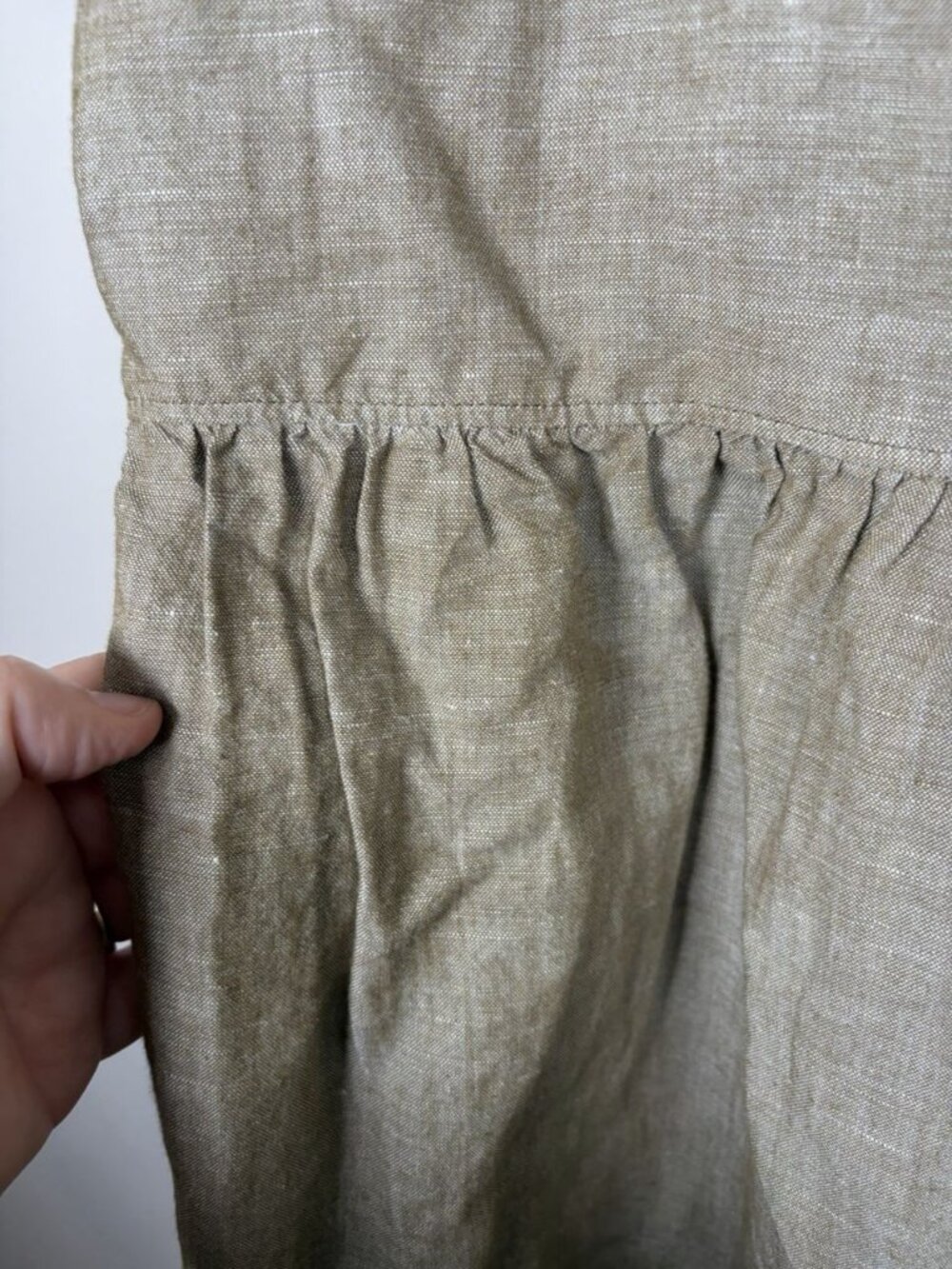 Madewell Linen Blend Alexandra Button-Front Mini Dress Size Large Olive Branch - Picture 5 of 10